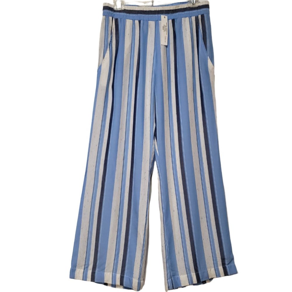 Anthropologie Drew Wide Beach Lounge Pants Blue Striped M